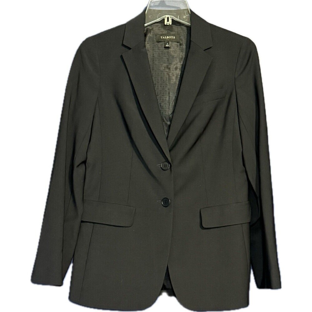 NWOT Talbots Women's Sz 2 Navy BLAZER Wool Blend Executive Office
